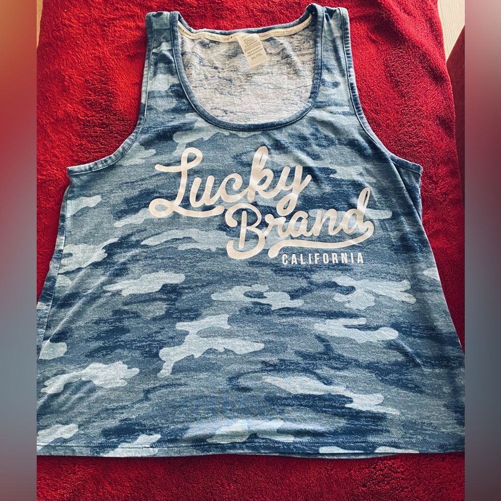 Lucky Brand Blue Camo Ladies Tank Top
